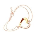 thumbnail image 2 of AFFY Round Shape Simulated Garnet Two Tone Heart Link Chain Bracelets In 14k Rose Gold Over Sterling Silver-7.5", 2 of 2