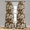 thumbnail image 2 of Lilies Window Curtains, Neutral Colors Boho Sketch Pattern of Flowers Vintage Cottagecore Artwork, Lightweight Decor 2-Panel Set with Rod Pocket, Pair of - 28"x84", Maroon Eggshell Amber, by Ambesonne, 2 of 3