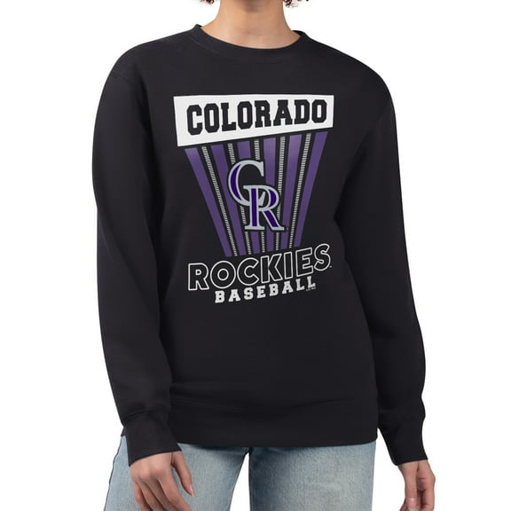Women's Starter  Black Colorado Rockies Poster Print Pullover Sweatshirt
