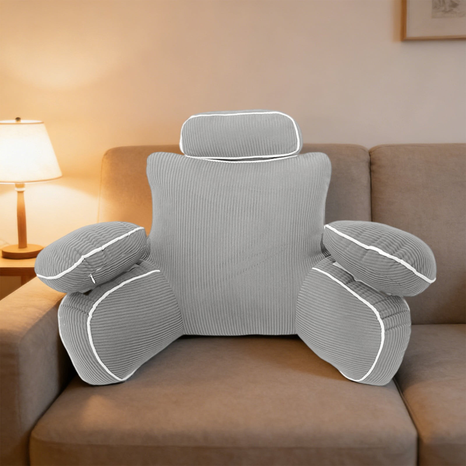 Oversized Bed Head Rest Cushion, Plush Upholstered Ergonomic Compressed Design, Full Body Back Support Pillow for bedroom, dormitory, sofa leisure and daily sitting comfort