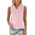 thumbnail image 3 of Enjoytime Tank Top for Women Fashion Solid Color Turndown Sleeveless Shirt Work Office Summer Ladies Tops and Blouses, 3 of 6