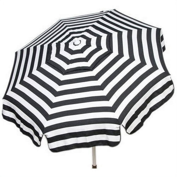 DestinationGear Italian 6' Umbrella Acrylic Stripes Black and White Patio Pole