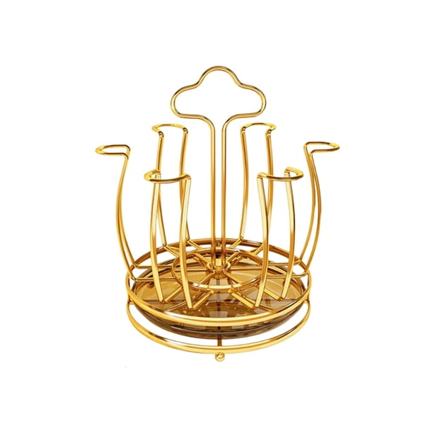 Escurridor de tazas, organizador de tazas con asa, organizador de tazas para el hogar rosa dorado