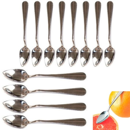 

12 Pc Grapefruit Spoon Set Steel Serated Edge Flatware Heavy Duty Cirtus Fruit