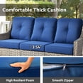 thumbnail image 4 of Vcatnet 5 Pieces Outdoor Patio Furniture Set High-Back Wicker Rattan Conversation Set Outdoor Sectional with Swivel Chairs and Coffee Table, Navy Blue, 4 of 11