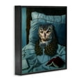 thumbnail image 3 of Night Owl on Phone in Bed Funny Animal 12 in x 12 in Framed Painting Art Print, by Stupell Home Décor, 3 of 5
