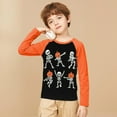 thumbnail image 2 of FEDPOP Boys Halloween Shirts Kids Glow in the Dark Skeleton Graphic Tees Raglan Pumpkin T-Shirt Size 8 Years, 2 of 8