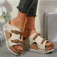 thumbnail image 2 of IUJSOY Womens Sandals Cork Footbed Slippers Open Toe Platform Wedge Sandals Casual Slip on Shoes, 2 of 8