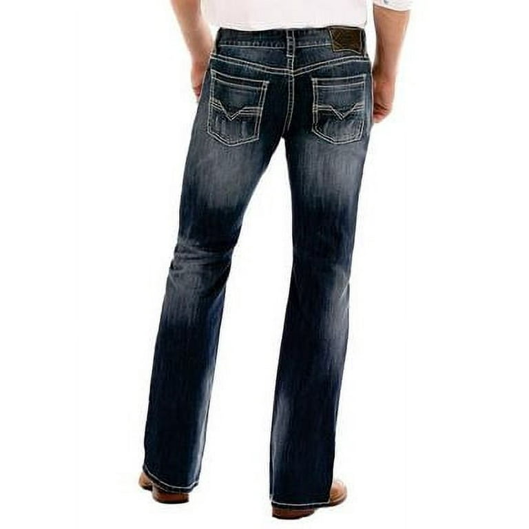 Mens Jeans 30x36 Thick Stitch Straight Leg Stretch 30