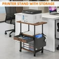 thumbnail image 3 of Large Printer Stand with Storage Drawer and Side Bag, 3-Tier Height Adjustable Table for Home Office, Fits Heat Press/Laser/3D Printer (Rustic Brown), 3 of 14