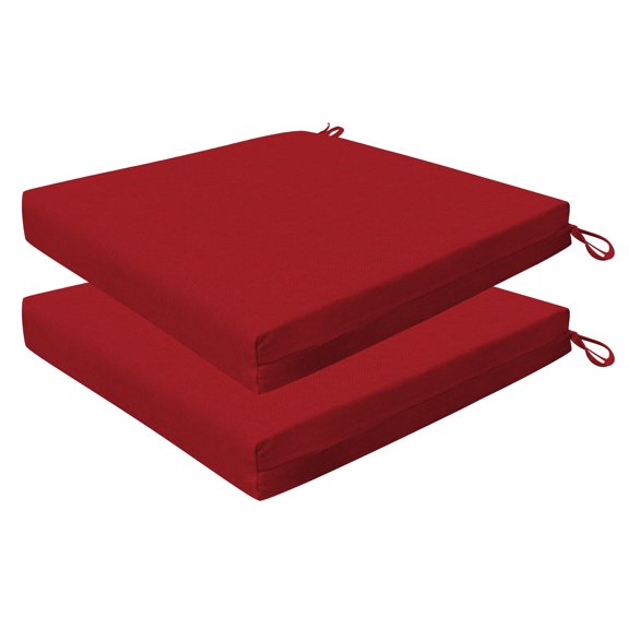 Textured Solid Scarlet Red Premium Dining Seat Cushion (2-Pack)