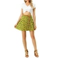 thumbnail image 2 of INSPIRE CHIC Women's Mini A-Line Elastic Waist with Belt Floral Pleat Skater Skirts Yellow M, 2 of 6