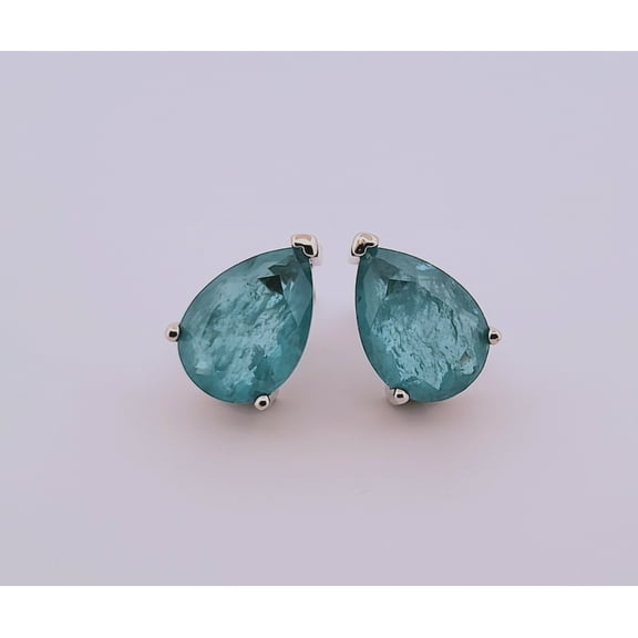 Pear Paraiba Tourmaline Silver Stud Earrings PPTSSE