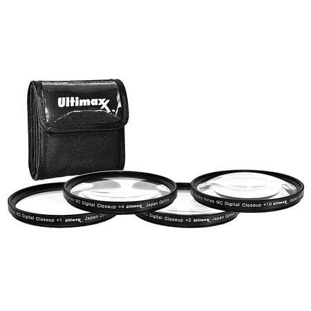 Ultimaxx 82mm 4-Piece Close-Up Macro Multi Coated Filter Kit 1 2 4 10 Diopter Filters for All DSLR Camera Lens with Same Filter Thread Size