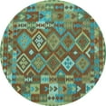 thumbnail image 1 of Ahgly Company Indoor Round Oriental Light Blue Traditional Area Rugs, 8' Round, 1 of 4