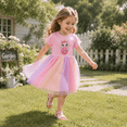 thumbnail image 4 of IPIO Girls Donut Unicorn Dress, Pastel Rainbow Tulle Dress with Cute Animal Print, Short Sleeve Birthday Party Outfit, 4 of 6