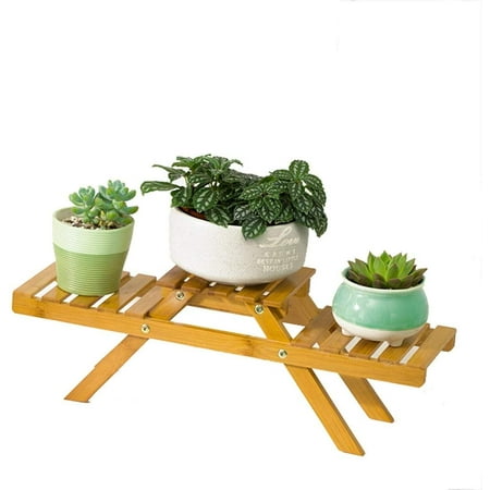 Plant Container Accessories Bamboo Plant Stand Flower Shelf Holder 2 ...