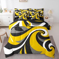 Castle Fairy Geometric Stripes 7-Piece Twin Bedding Sets for Teens Women Men,Abstract Art Bedding Comforter Set,Minimalist Lines Breathable Sheet Sets,Lightweight Room Decor