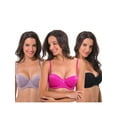 thumbnail image 1 of Curve Muse Plus Size Unline Minimizer Underwire Bra with Embroidery Lace - 3 Pack (GREY PINK BLACK), 1 of 1