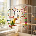 thumbnail image 6 of Parakeet Toys Set, Colorful Bird Toys for Parakeets, Pet Bird Cage Hammock Swing Climbing Ladders Chewing Toy Mirror Hanging Bell Wooden Perch for Budgerigar, Conures, Love Birds (A), 6 of 10