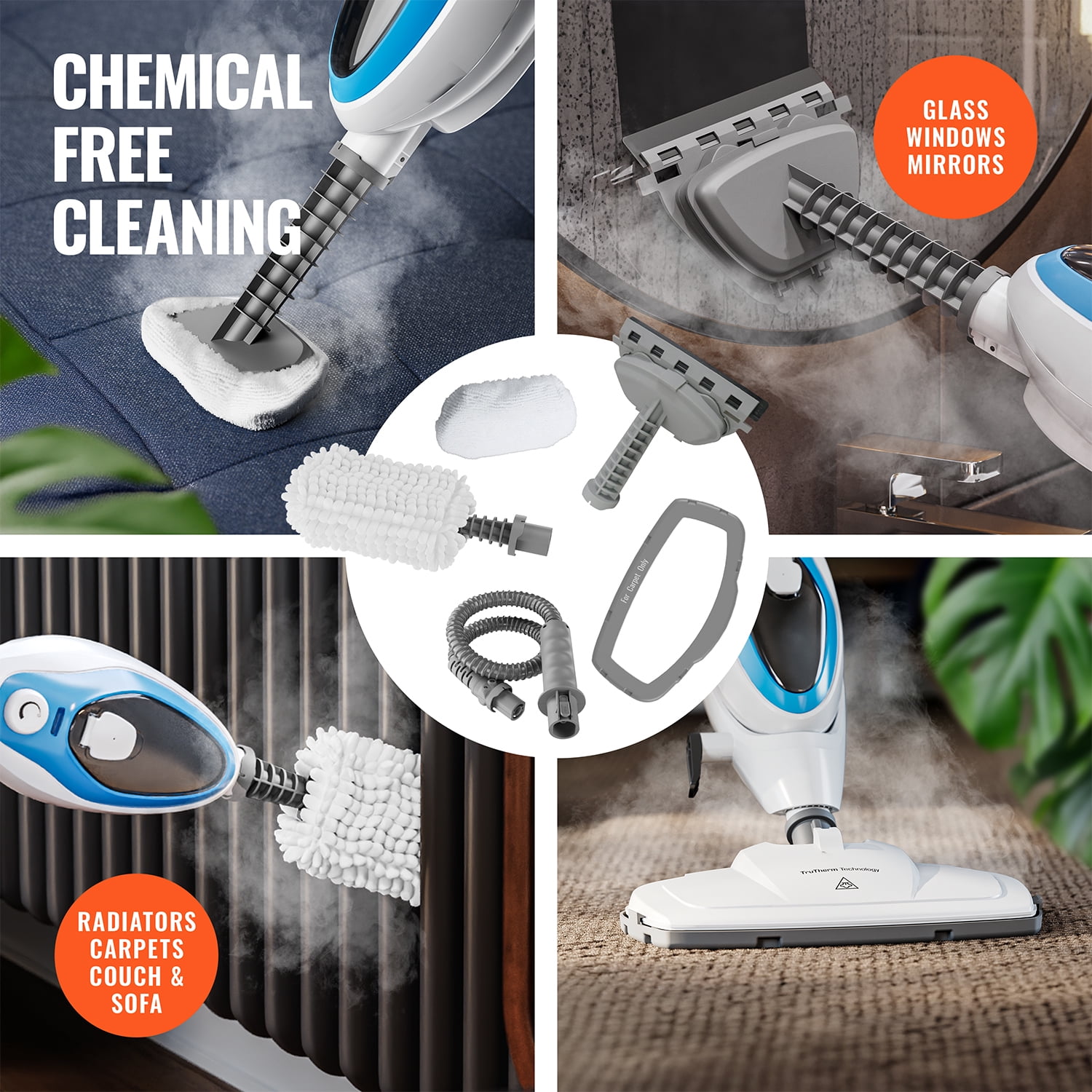 PurSteam 12-in-1 Steam Mop, Floor Steamer with Detachable Handheld Steam Cleaner for Tile, Hardwood Floors