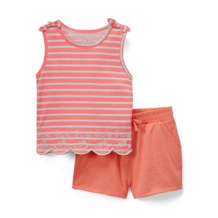 Bmw Shorts - Freestyle Revolution Striped Bow Tank Top and Shorts, 2pc Outfit Set (Toddler Girls)