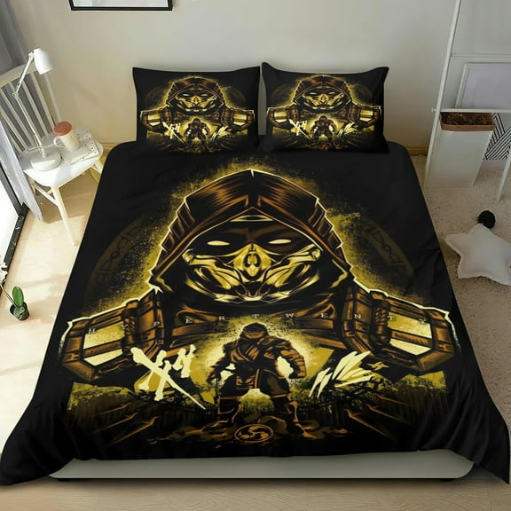 Mortal Kombat Themed Bed Sheet Set Three Piece Set 53x79 Inches Comfortable And Skin Friendly Unique Design Creating A Star Studded Night