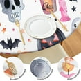 thumbnail image 4 of 44in Pumpkin Ghost Round Halloween Tablecloth with Elastic Edge, Fitted Table Cover for 36-44" Tables, Polyester Reusable Table Cloths Wipe Clean for Picnic, Dining, Outdoor Use and Party Decor, 4 of 7