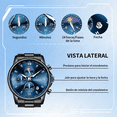 thumbnail image 2 of Reloj Pulsera Hombre Impermeable Relojes Cuarzo Acero Fecha Xtellar negro, 2 of 3