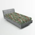 thumbnail image 2 of Ambesonne Jungle Leaves Fitted Sheet, Tropical Forest Leaf, Twin Size, Pastel Pink Mint Green, 2 of 5