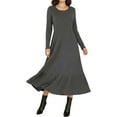 thumbnail image 5 of QATAINLAV Womens Long Sleeve Casual Dress Solid Color Ribbed Knit Sweater Dresses Crewneck Wedding Guest Midi Dresses with Pockets, 5 of 7