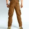 thumbnail image 4 of WTOBBY Men's Cotton Loose-Fit Cargo Pants ,Comfortable Straight-Leg Multi-Pocket Tactical Trousers, Soft Fabric for Casual and Outdoor Use,Brown L, 4 of 8