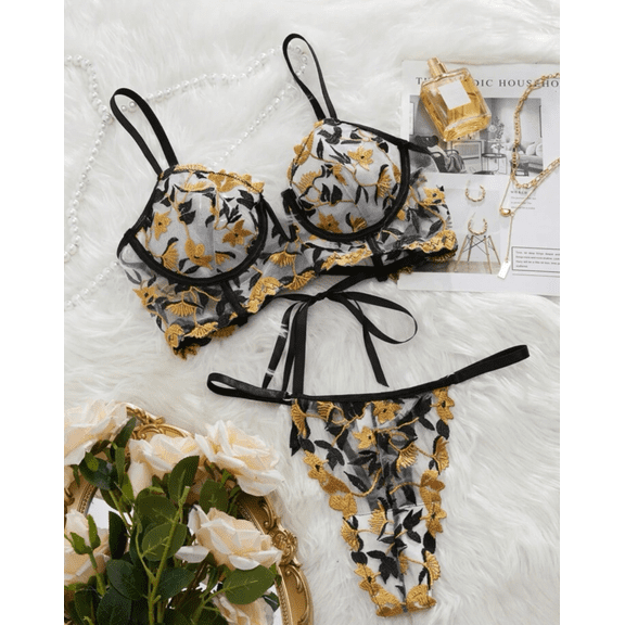 Gold Floral Lingerie Corset