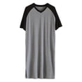 thumbnail image 4 of Kureaily Male Thin Splicing Long Casual Home Wear Comfortable V Neck Large Size Cotton Short Sleeved Soft Loose Pajamas Soft Lightweight Sleep Sets, 4 of 4