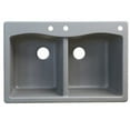 thumbnail image 5 of Transolid Aversa 33in x 22in silQ Granite Drop-in Double Bowl Kitchen Sink with 3 CBE Faucet Holes, In White, 5 of 5