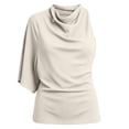 thumbnail image 4 of Dolkfu Refreshing Women'S Summer Tops Elbow-Length Pull-on White Halter Blouses & Tops Modern Solid Romance White,S, 4 of 6