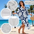 thumbnail image 6 of Xixirimido Vintage Peony Floral Blue Print Women’s Plus Size Beach Kaftan Dress V-Neck Batwing Sleeve Swimsuit Cover Up Flowy Caftan Dress for Pool, Cruise & Resort Wear, 6 of 7