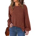 thumbnail image 2 of Women's Oversized Sweatshirt 2025 Fall Fashion Clothes Ribbed Corduroy Long Sleeve Going Out Pullover Tops 09-Wine XL, 2 of 5