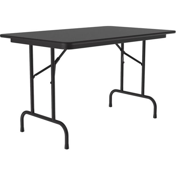 Pemberly Row 30"W x 48"D Melamine Top Folding Table in Black Granite