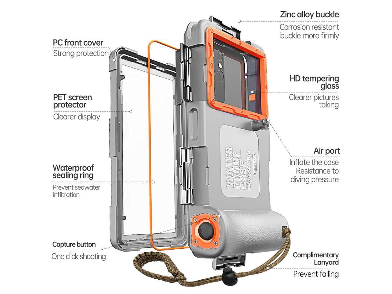 Universal Waterproof Phone Case for Snorkeling & Diving [50ft/15m] Underwater Photography Video Protection Case with Lanyard for iPhone 15/14/ 13/12/ 11/ Pro Max Samsung Galaxy LG Google