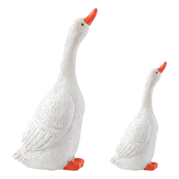 FRCOLOR 2 Pcs Micro Landscape Duck Mini Goose Toy Decor Miniature Figurine Statues Small White