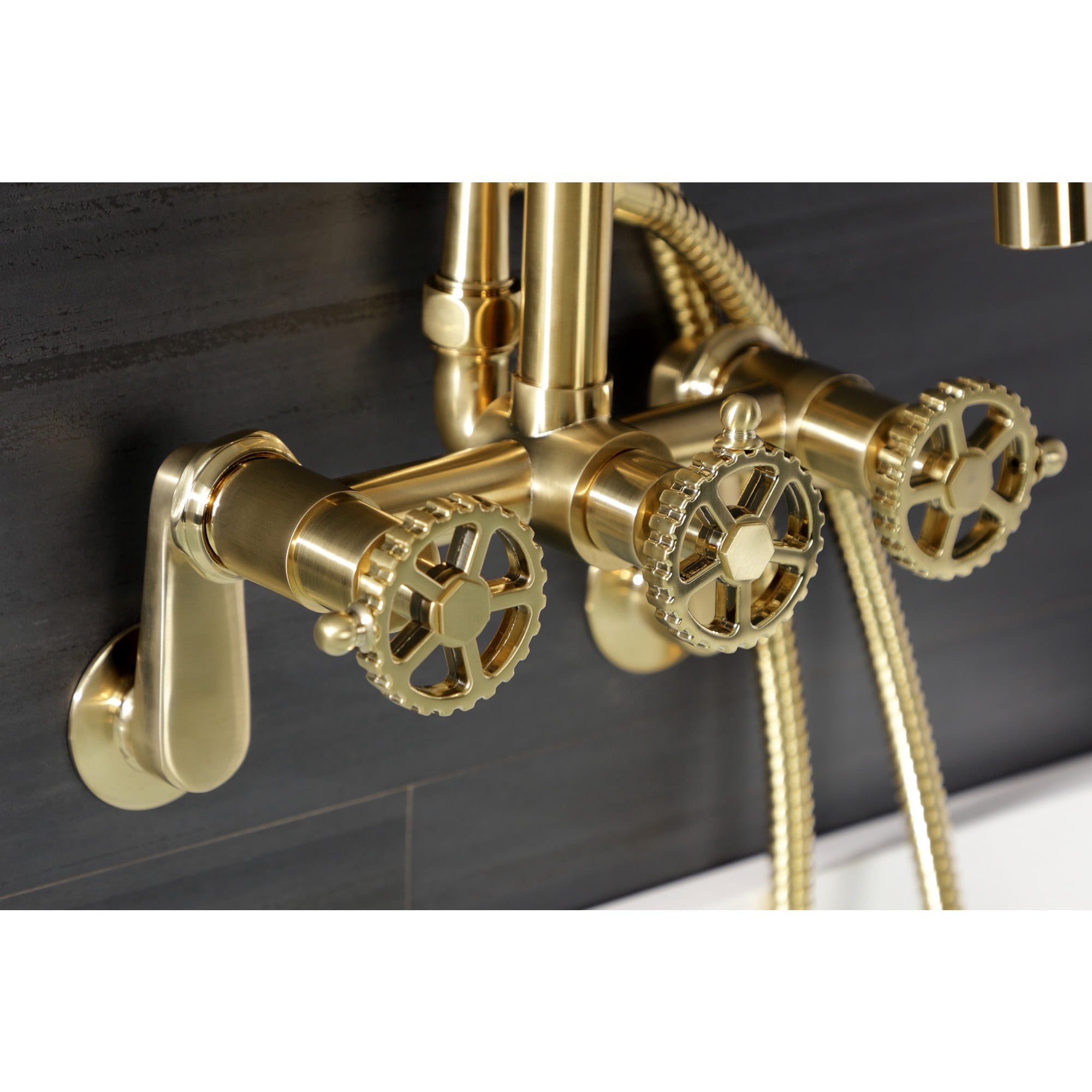 Kingston Brass AE8457CG Fuller Wall Mount Clawfoot Tub Faucet, Brushed Brass