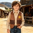 thumbnail image 5 of Bovxnpu Girls Outwear Jackets Kids Western Denim Fringe Vests Holiday Casual Jacket Outfits, 5 of 8