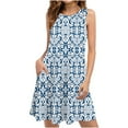 thumbnail image 2 of gakvbuo Summer Dresses for Women Crewneck Knee-Length A-Line Dresses Boho Floral Sundress Sleeveless Tshirt Dress Pockets Casual Loose Swing Tank Dress Beach Cover Up, 2 of 5