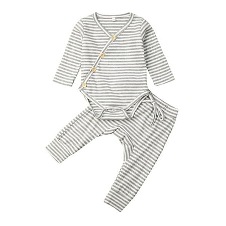 

Yinyinxull 2PCS Newborn Baby Girl Boy Clothes Set Knitted Romper Jumpsuit Trouser Outfits Gray 6-12 Months