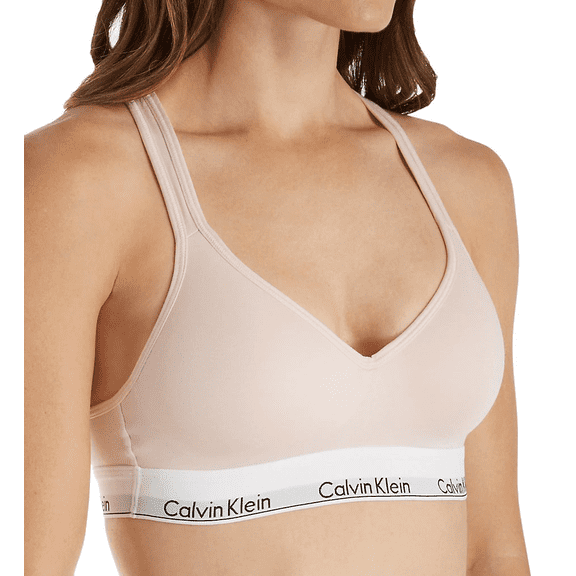 Calvin Klein Women's Modern Cotton Lightly Lined Bralette, Nymph'S Thigh, Medium