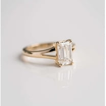 Jewelerix Modern Emerald Cut Engagement Ring in 14K Vermeil Gold Ring, 2 Carat Moissanite Diamond Ring, Classic Minimalist Setting Anniversary Promise Ring