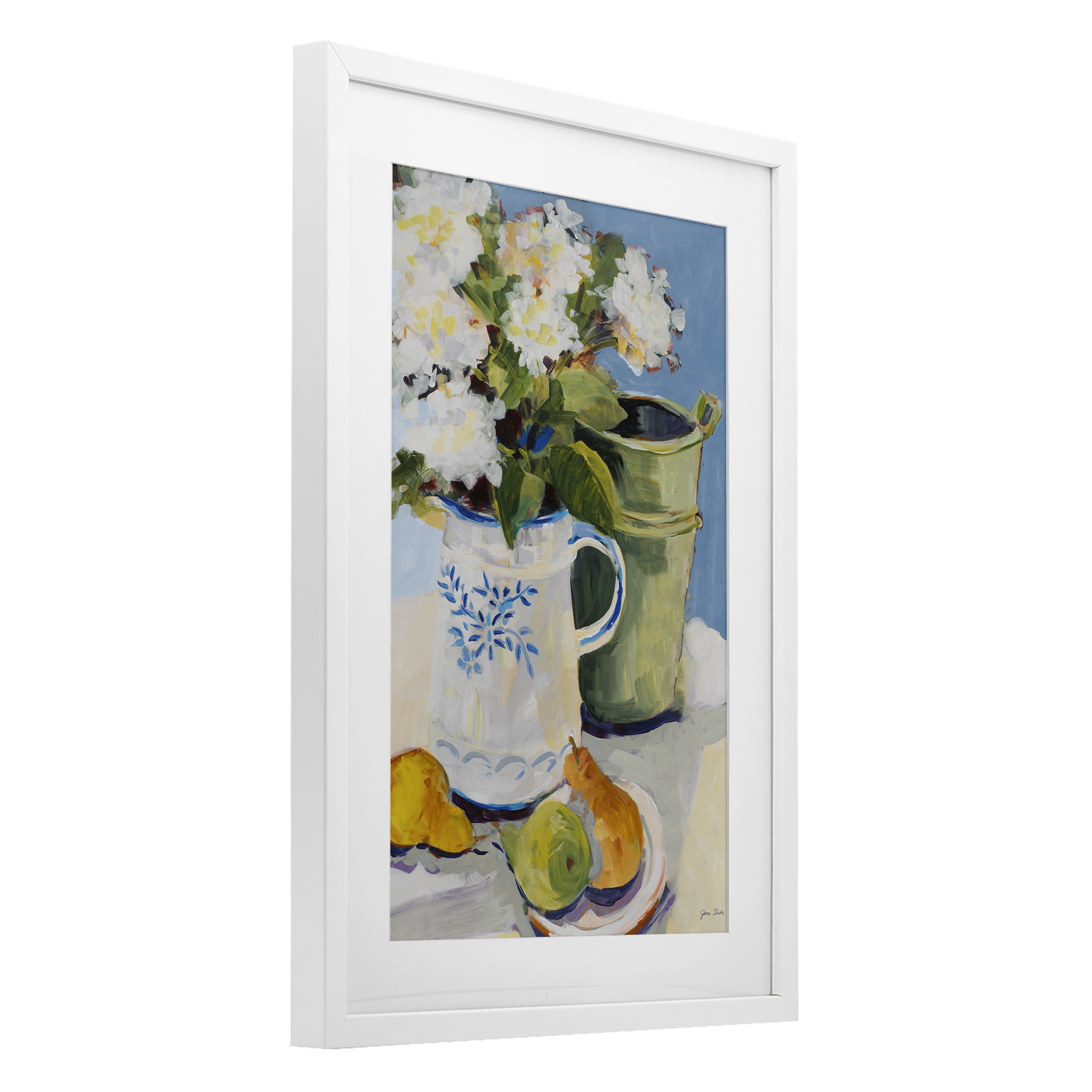 Stupell Industries Pitcher of Flowers Still Life White Framed Print Under Glass, design by Jane Slivka