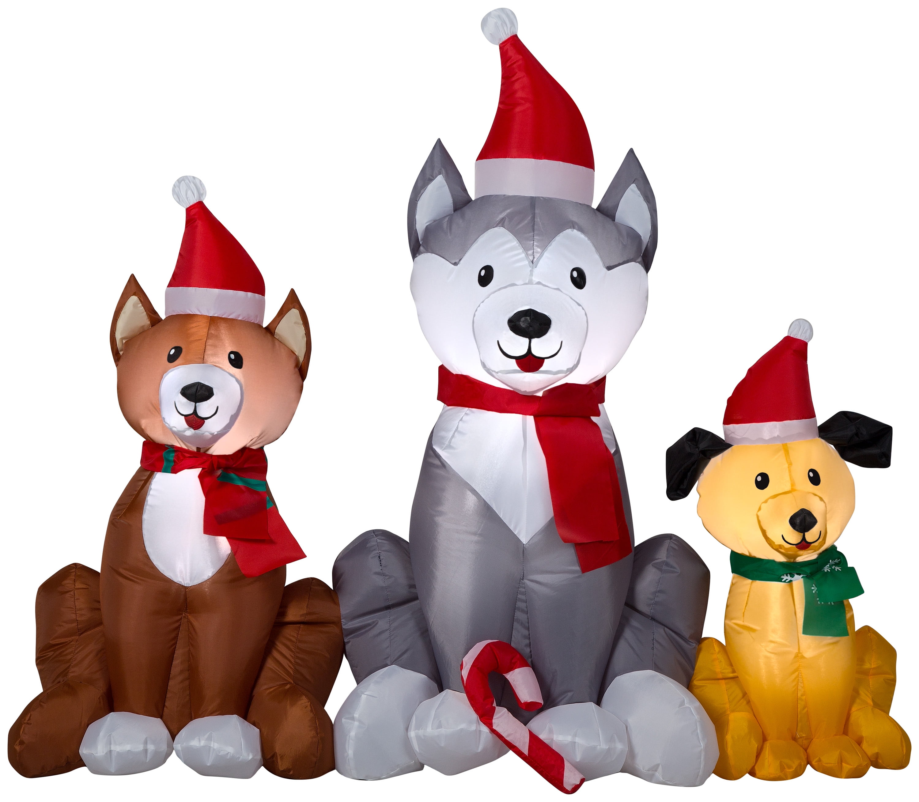 Gemmy Christmas Airblown Inflatable Dog Trio Scene, 3.5 ft Tall ...