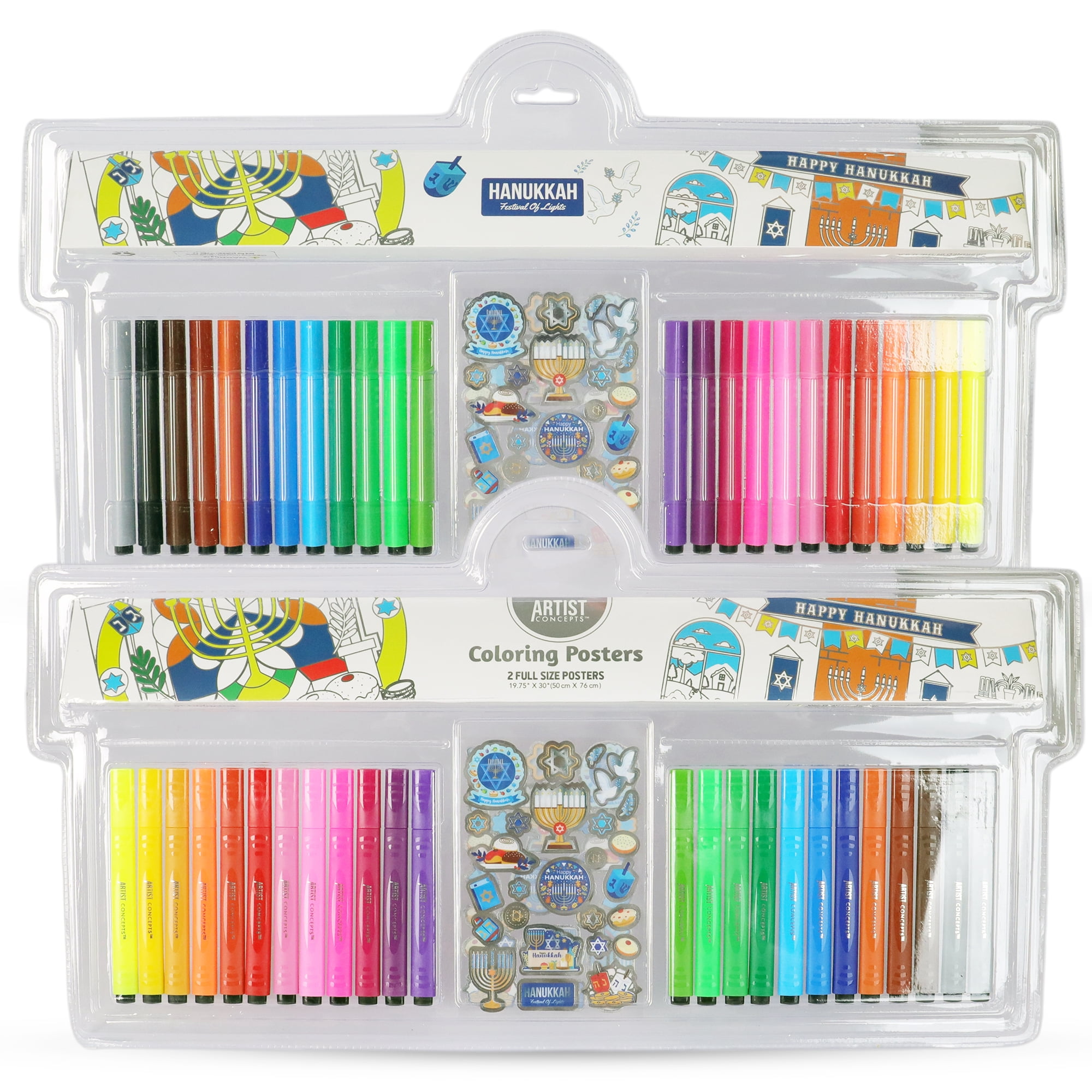Artist Concepts Coloring Posters with 24 Alcohol Markers & Stickers, Holiday Arts & Crafts